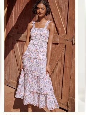 Saylor NYC Leanna Floral Chiffon Midi Dress summer wedding size S